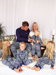 modra - The Little Tailor Baby 100% Cotton Reindeer Christmas Fairisle Pattern All-In-One - Slika 3 iz 8