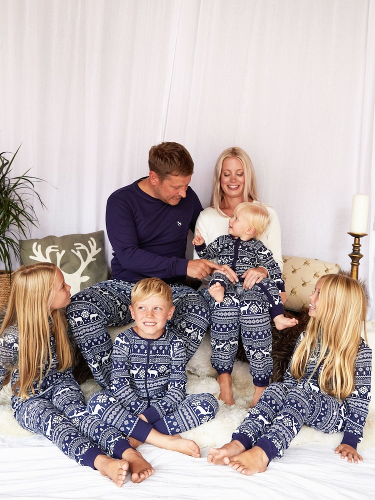 The Little Tailor Baby 100% Cotton Reindeer Christmas Fairisle Pattern All-In-One - Image 3 of 8