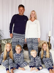 modra - The Little Tailor Baby 100% Cotton Reindeer Christmas Fairisle Pattern All-In-One - Slika 4 iz 8