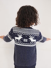 The Little Tailor Kids Christmas 100% Cotton Reindeer Pattern Jumper - Image 2 of 7