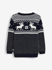 The Little Tailor Kids Christmas 100% Cotton Reindeer Pattern Jumper - Image 6 of 7