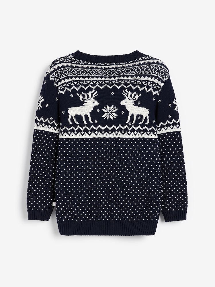 The Little Tailor Kids Christmas 100% Cotton Reindeer Pattern Jumper - Image 6 of 7