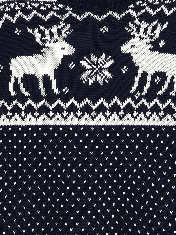 The Little Tailor Kids Christmas 100% Cotton Reindeer Pattern Jumper - Image 7 of 7