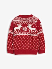 The Little Tailor Baby Christmas 100% Cotton Reindeer Fairisle Pattern Jumper - Image 4 of 5