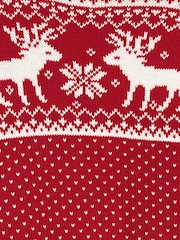 The Little Tailor Red Christmas Reindeer Fairisle Jumper - Image 6 of 6