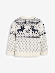 The Little Tailor Baby Christmas 100% Cotton Reindeer Fairisle Pattern Jumper - Image 5 of 6