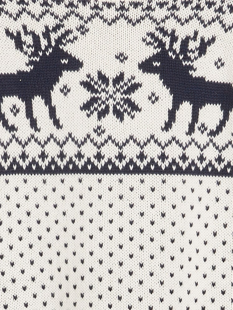 The Little Tailor Baby Christmas 100% Cotton Reindeer Fairisle Pattern Jumper - Image 6 of 6