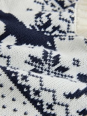 The Little Tailor Cream Christmas Reindeer Fairisle Jumper - Image 8 of 8
