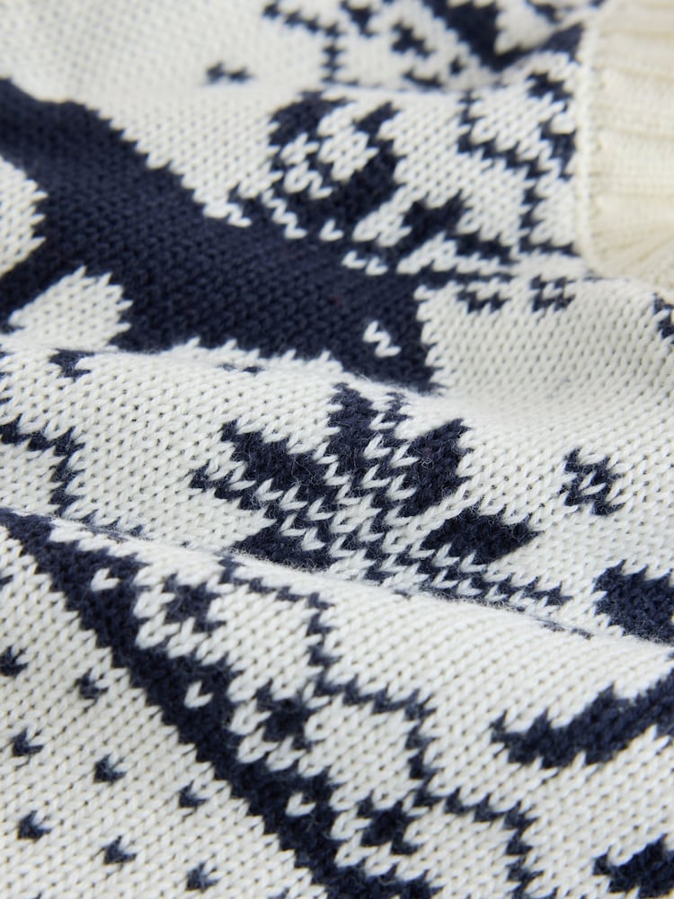 The Little Tailor Cream Christmas Reindeer Fairisle Jumper - Image 8 of 8