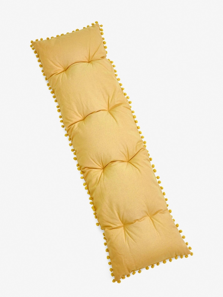 Ochre Yellow Bench Cushion Pom Pom - Image 2 of 3