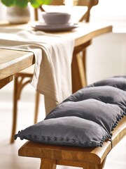 Charcoal Grey Bench Cushion Pom Pom - Image 1 of 3