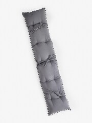 Charcoal Grey Bench Cushion Pom Pom - Image 3 of 3