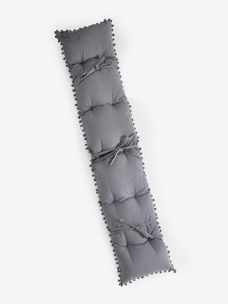 Charcoal Grey Bench Cushion Pom Pom - Image 3 of 3