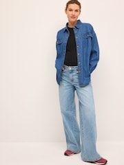 Dark Blue Denim Maternity/Nursing Oversize Denim 100% Cotton Shirt - Image 2 of 7