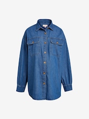 Dark Blue Denim Maternity/Nursing Oversize Denim 100% Cotton Shirt - Image 6 of 7