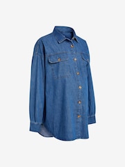Dark Blue Denim Maternity/Nursing Oversize Denim 100% Cotton Shirt - Image 7 of 7