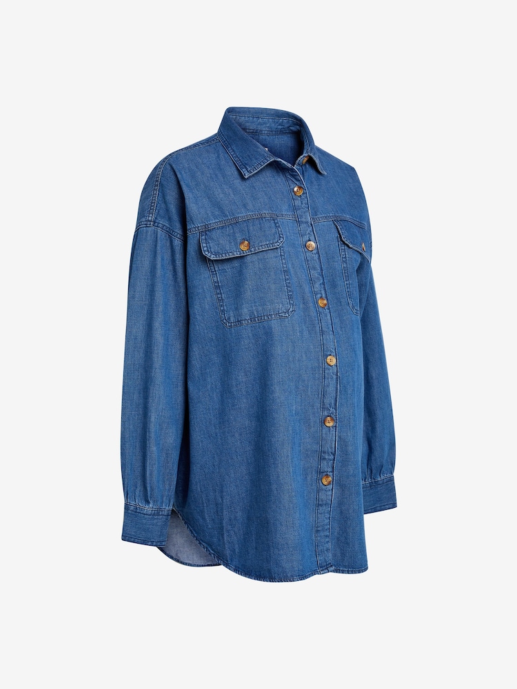Denim, dunkelblau - Umstands-/Stillhemd aus Denim in Oversize-Fit, 100 % Baumwolle - Bild 7 von 7 Denim, dunkelblau - Umstands-/Stillhemd aus Denim in Oversize-Fit, 100 % Baumwolle - Bild 7 von 7