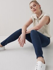 Ink Blue Lift, Slim & Shape Slim Jeans With Single Button Fastening - Image 3 of 5