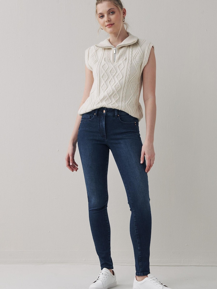 Ink Blue Lift, Slim & Shape Slim Jeans With Single Button Fastening - Image 5 of 5