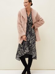 Phase Eight Pink Meg Faux-Fur Coat - Image 4 of 7