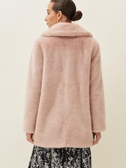 Phase Eight Pink Meg Faux-Fur Coat - Image 6 of 7