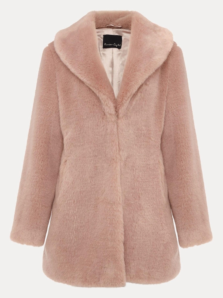 Phase Eight Pink Meg Faux-Fur Coat - Image 7 of 7