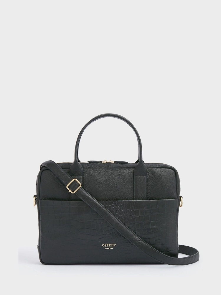 Osprey London Kellie Croc Grain Leather Laptop Bag - Image 1 of 6