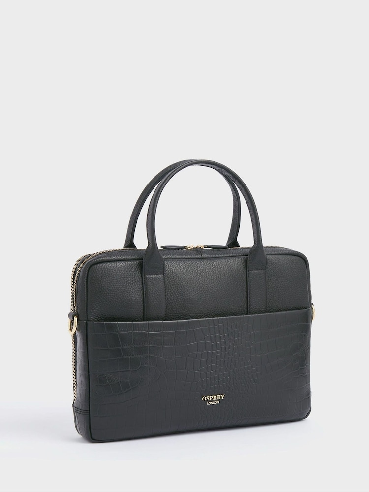 Osprey London Kellie Croc Grain Leather Laptop Bag - Image 2 of 6