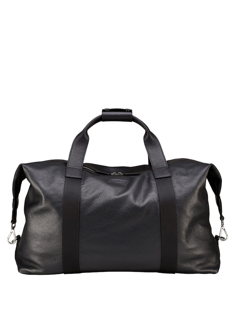 OSPREY LONDON Black Tumbled Leather Toby Weekender Bag - Image 1 of 6