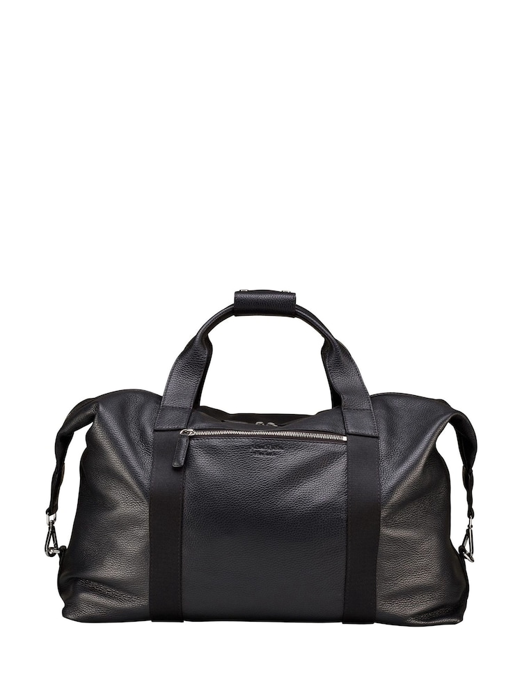 OSPREY LONDON Black Tumbled Leather Toby Weekender Bag - Image 2 of 6