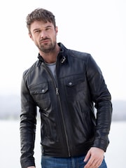 Lakeland Leather Black Wansfell Leather Biker Jacket - Image 1 of 10