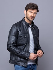 Lakeland Leather Black Wansfell Leather Biker Jacket - Image 10 of 10