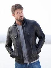 Lakeland Leather Black Wansfell Leather Biker Jacket - Image 2 of 10