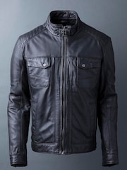 Lakeland Leather Black Wansfell Leather Biker Jacket - Image 6 of 10