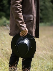 Negro - Sombrero de cuero de estilo australiano Outback III de Lakeland Leather - Imagen 1 de 4