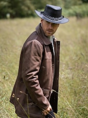 Negro - Sombrero de cuero de estilo australiano Outback III de Lakeland Leather - Imagen 2 de 4