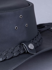 Negro - Sombrero de cuero de estilo australiano Outback III de Lakeland Leather - Imagen 4 de 4