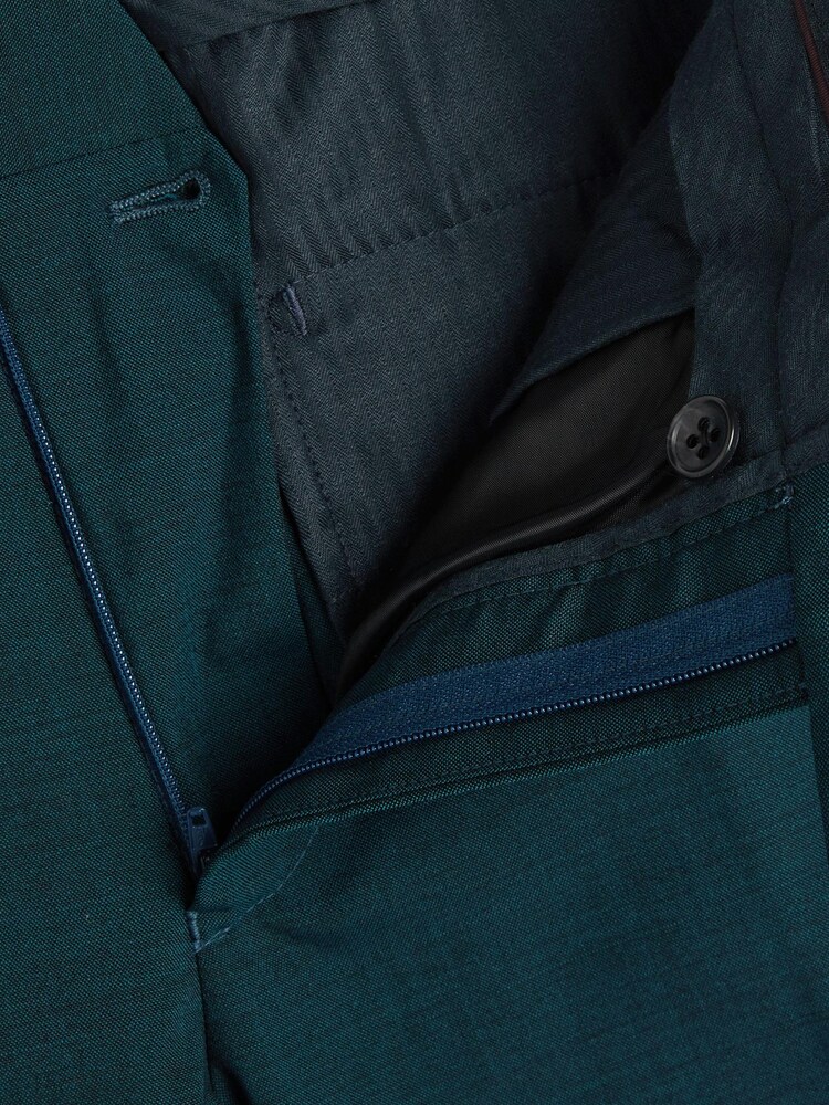Teal Blue Skinny Fit Wool Blend Stretch Suit: Trousers - Image 2 of 3