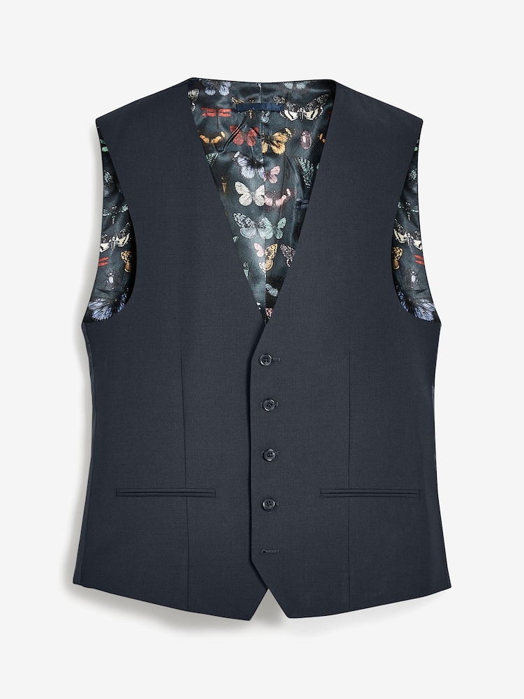 Navy Blue Wool Blend Motionflex Waistcoat - Image 1 of 4