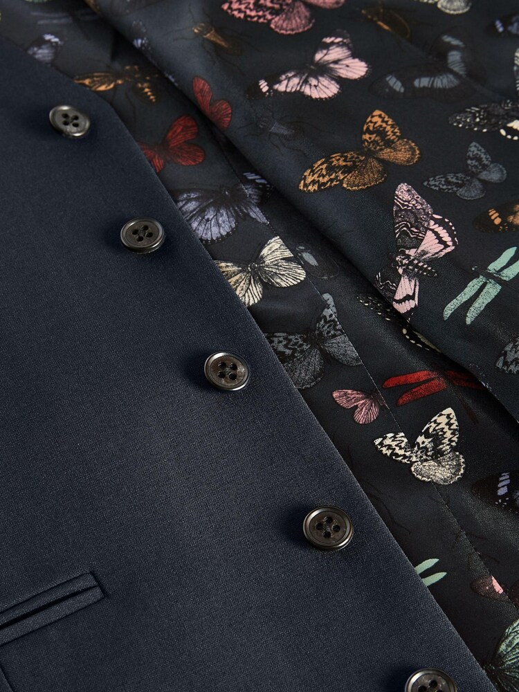 Navy Blue Wool Blend Motionflex Waistcoat - Image 4 of 4