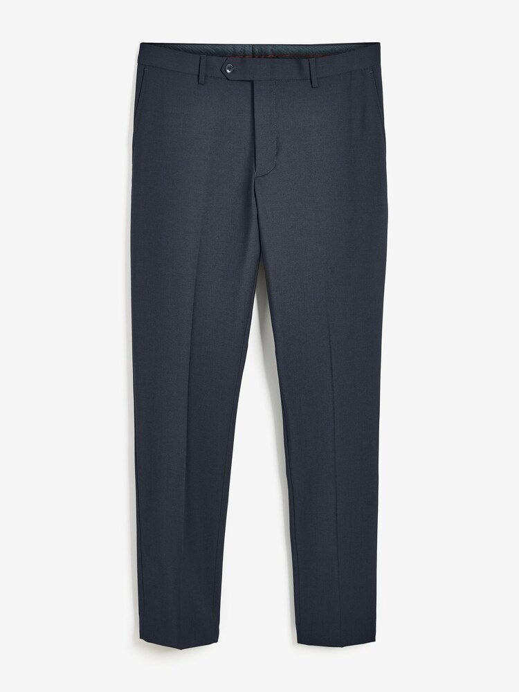 Navy Blue Skinny Fit Wool Blend Stretch Suit: Trousers - Image 1 of 2