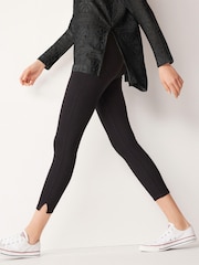 Black Cropped Denim Jersey Capri Leggings - Image 2 of 2