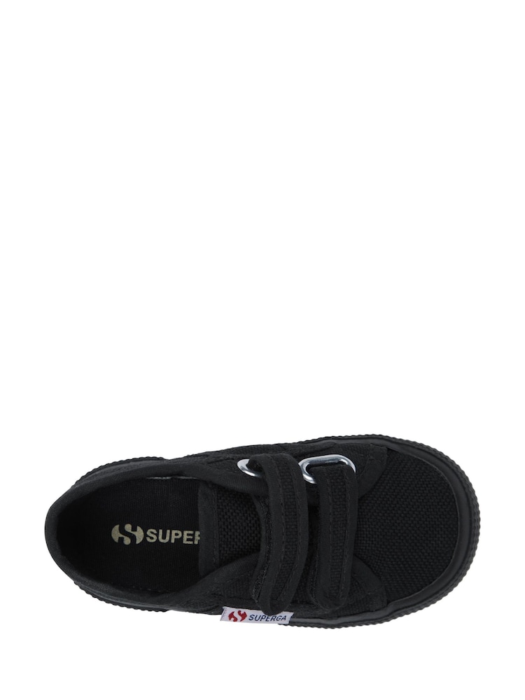Zapatillas de deporte clásicas negras para niños con tiras de velcro de Superga - Imagen 2 de 3
