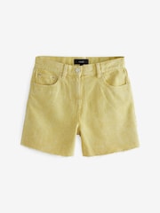 Lime Green Acid Wash High Waist Raw Hem Denim Shorts - Image 1 of 1