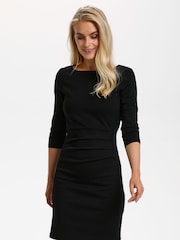 Kaffe Womens Black Kasara 3/4 Sleeve Slim Fit Dress - Image 1 of 15