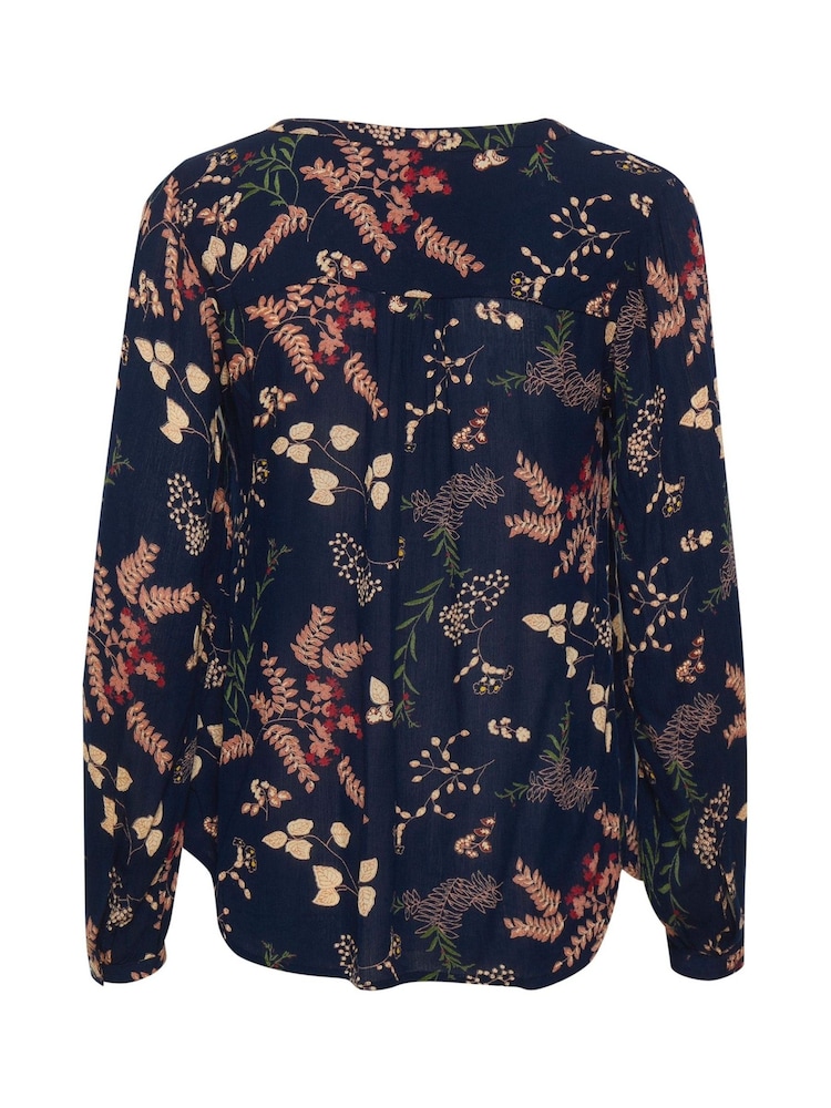 Kaffe Blue Kahelen Amber Long Sleeve Blouse - Image 6 of 6