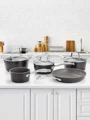 Stellar 5 Piece Grey Rocktanium Non Stick Saucepan Set - Image 1 of 2