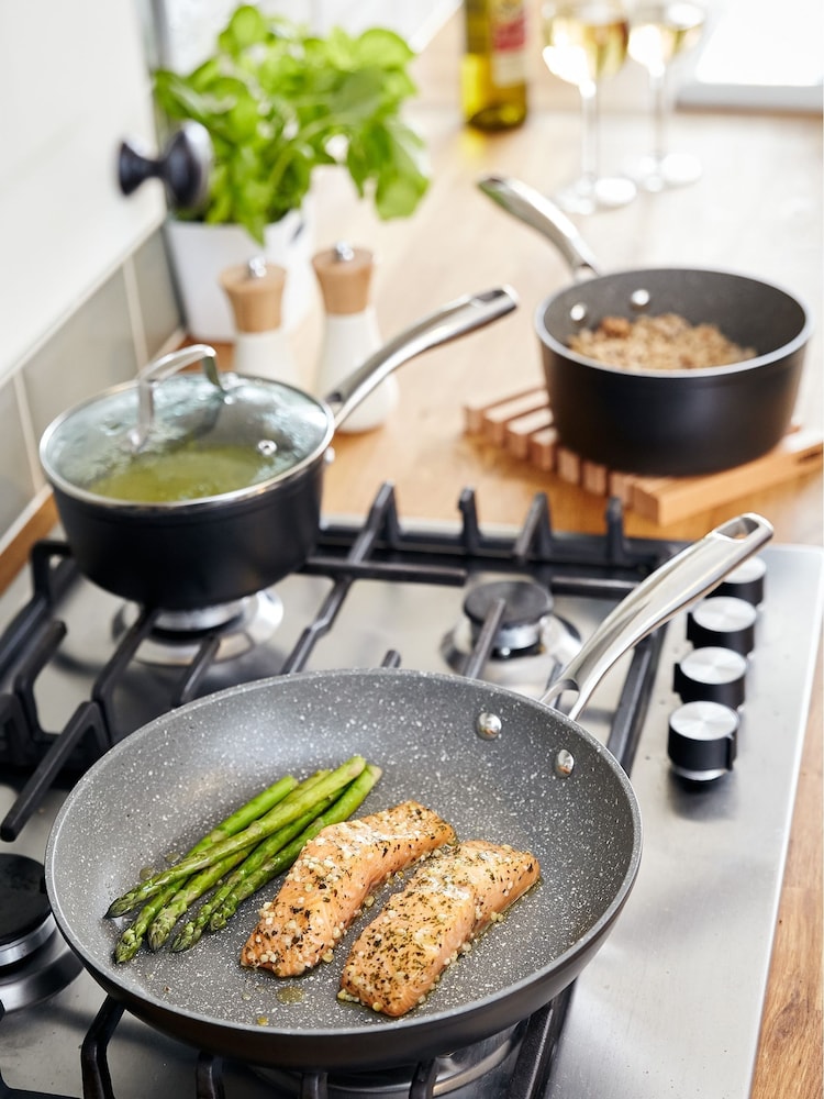 Stellar 5 Piece Grey Rocktanium Non Stick Saucepan Set - Image 2 of 2