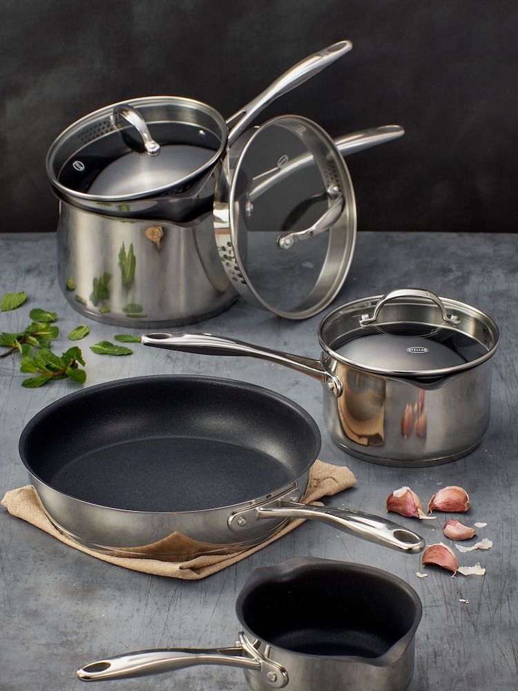 Stellar Silver 7000 5 Piece Non Stick Draining Saucepan Set - Image 1 of 2