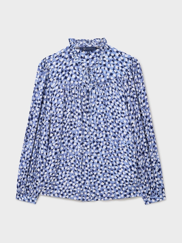 Blå - Crew Clothing Noemi blus med knappar och blommigt tryck - Bild 5 av 5